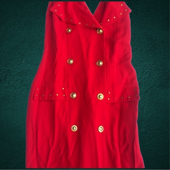 Vintage 80s Dawn Joy halter midi dress crossback red studs grunge 90s y2k retro - Picture 11 of 14